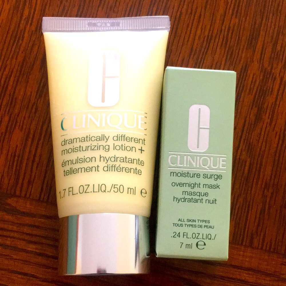 Clinique moisturizing lotion and overnight mask